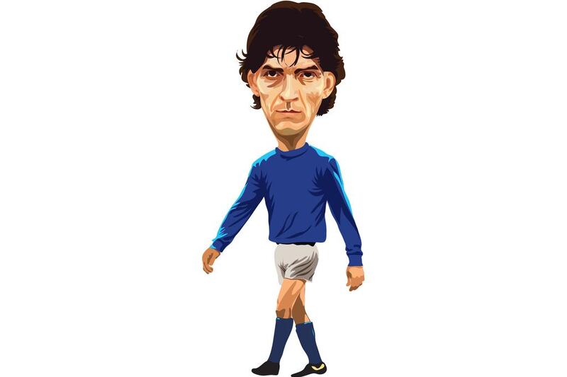 Paolo Rossi: The Italian was relatively weak, had a poor shot and no particular burst of pace. Yet what he lacked in power, he made up for in positioning. The supreme poacher, he is remembered as the man who fought back from a two-year suspension to take his country to the 1982 World Cup title. Illustration by Mathew Kurian / The National