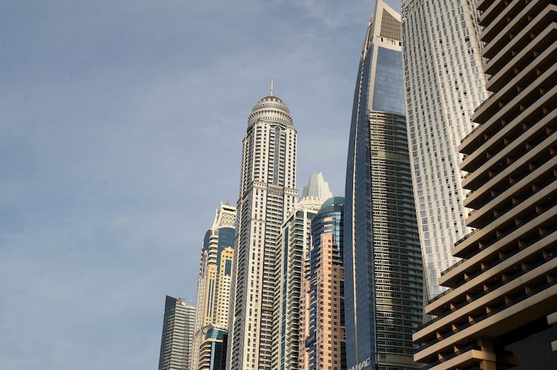 Dubai, United Arab Emirates - Reporter: N/A: Stock. General View of skyscrapers in the Marina, Dubai. Wednesday, January 1st, 2020. Dubai Marina, Dubai. Chris Whiteoak / The National