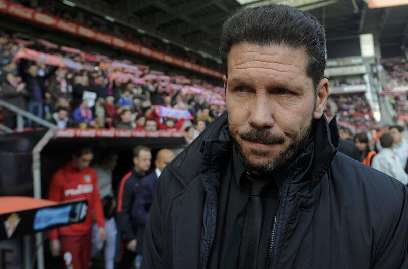 Atletico Madrid manager Diego Simeone shown during his team's defeat to Sporting Gijon on Saturday. Eloy Alonso / Reuters / March 19, 2016  