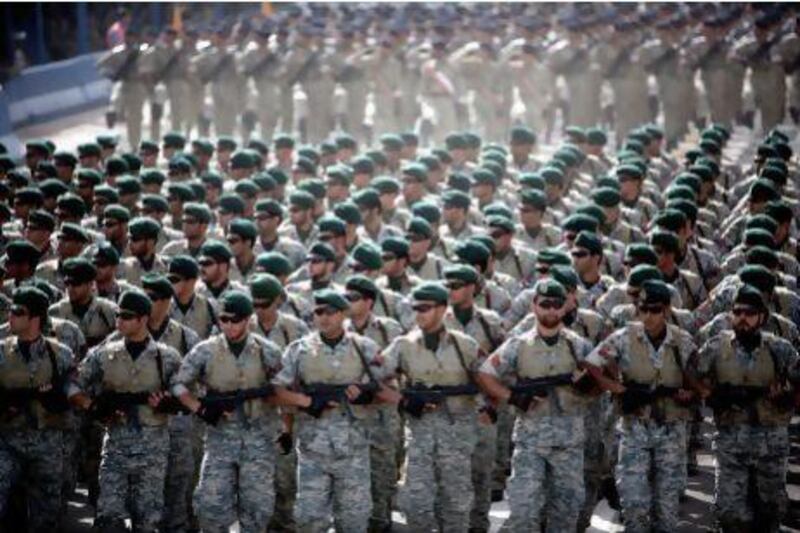 Iranian army's special forces march during an Army Day parade in Tehran.