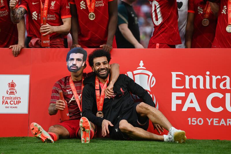 Thiago Alcantara and Mohamed Salah celebrate. Getty