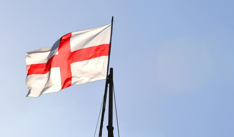 Flag of England in the sky on a sunny day at Bristol, England in August 5th 2017