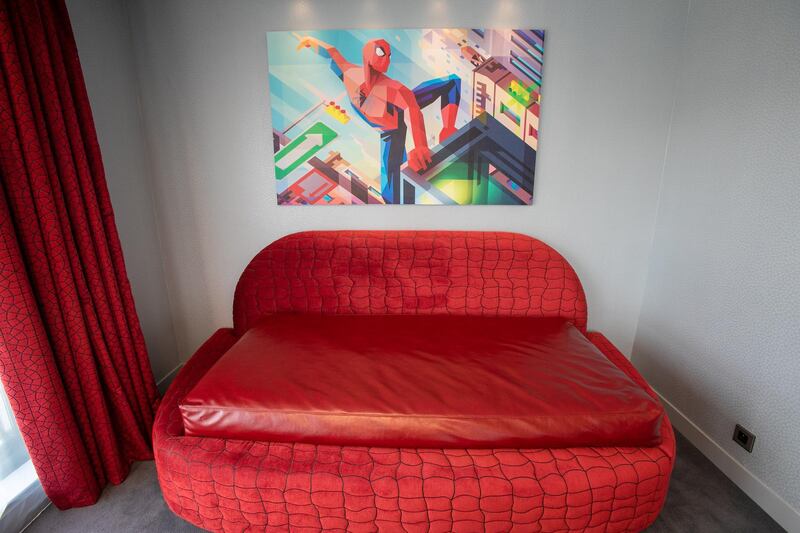 The hotel room is inspired by Spider-Man. Getty Images