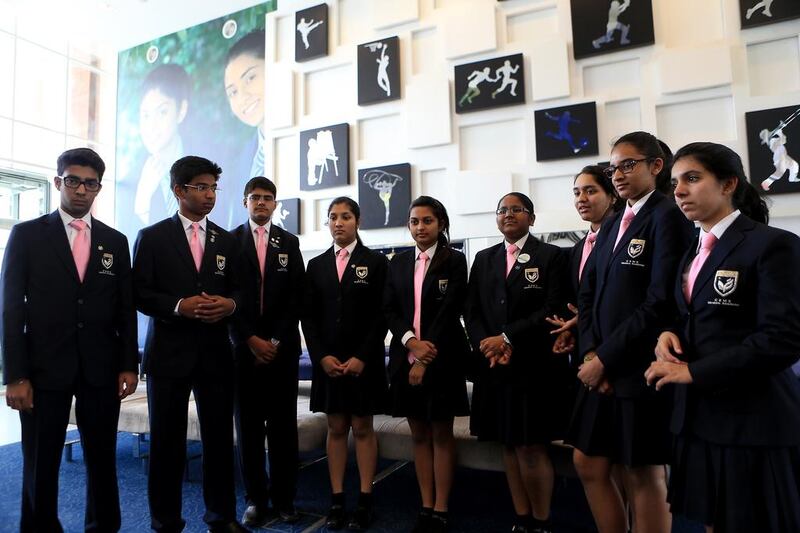 While some schools, including Gems Modern Academy in Dubai, above, outsource the uniforms services, others sell them on campus and have to seek approval if they want to raise prices. Ravindranath K / The National 

