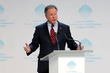 David Beasley, executive director of the World Food Programme, said on Monday that Houthi attacks may lead to the suspension of vital food aid to Yemen. He is pictured at a conference in Dubai in 2018. Pawan Singh / The National