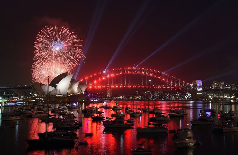 Fireworks illuminate the sky above the iconic Opera House in Sydney on December 31, 2016, ahead of the New Year. Saeed Khan / AFP