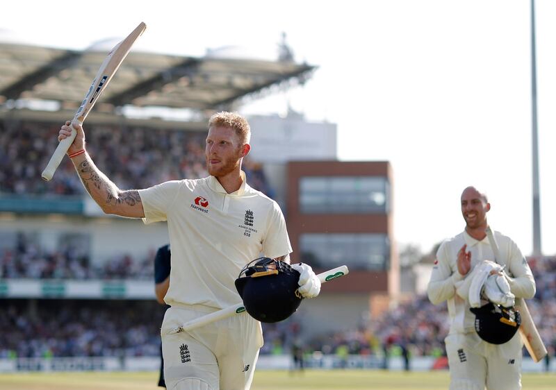 Ben Stokes and Jack Leach of England celebrate victory. Getty Images