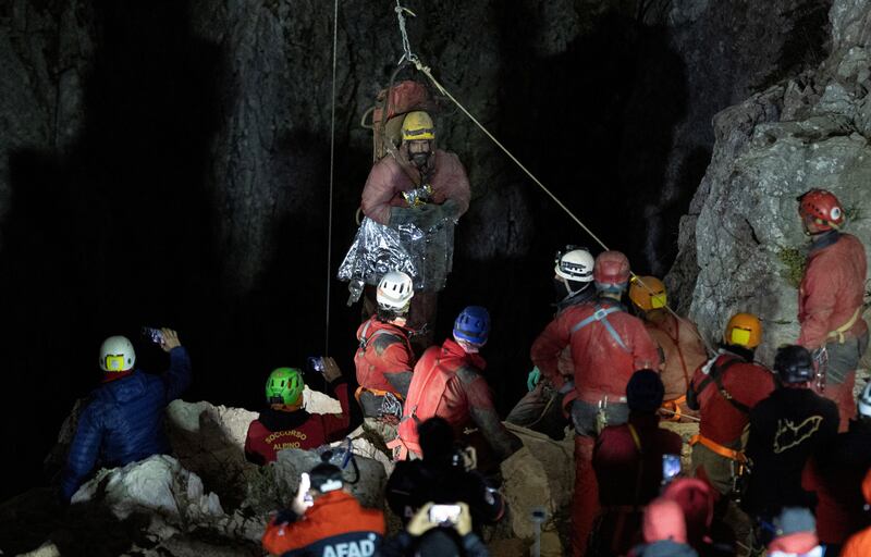 Over 150 people were involved in efforts to save Mr Dickey after he developed stomach problems in the Morca Cave on 2 September. Reuters