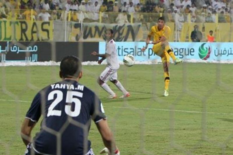 Juan Manuel Olivera unleashes a shot as he reminded Al Wasl fans exactly why Diego Maradona signed him in the summer.