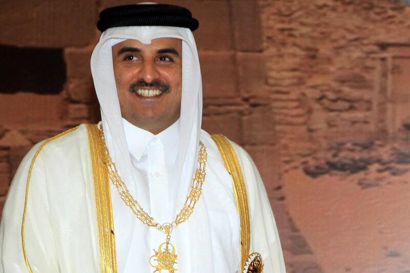 The Emir of Qatar Sheikh Tamim bin Hamad Al Thani in Khartoum on April 2, 2104. AFP 