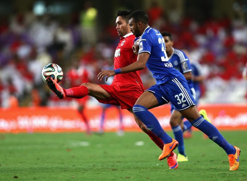 Luis Jimenez shown competing with Al Ahli against Al Nasr in the President's Cup Final earlier this month, which Al Nasr won. Warren Little / Getty Images / June 3, 2015