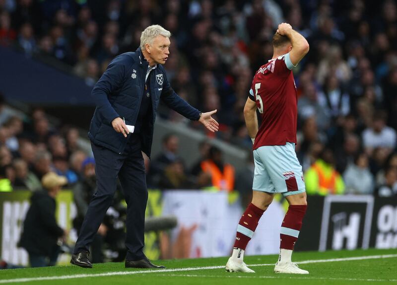 West Ham United manager David Moyes with Vladimir Coufal. Reuters