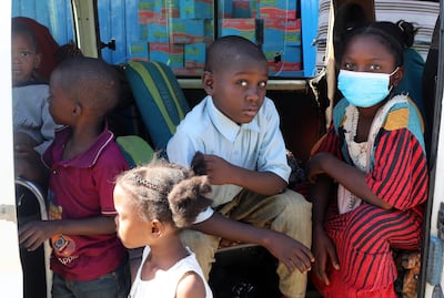 Children fleeing Sudan arrive at Wadi Karkar bus station in Aswan, southern Egypt, in April. EPA