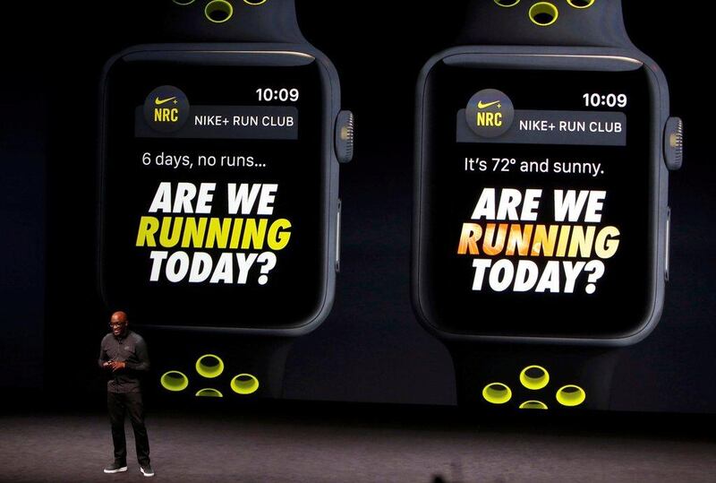Trevor Edwards, president of Nike Brand, discusses the Apple Watch with Nike+. Beck Diefenbach / Reuters