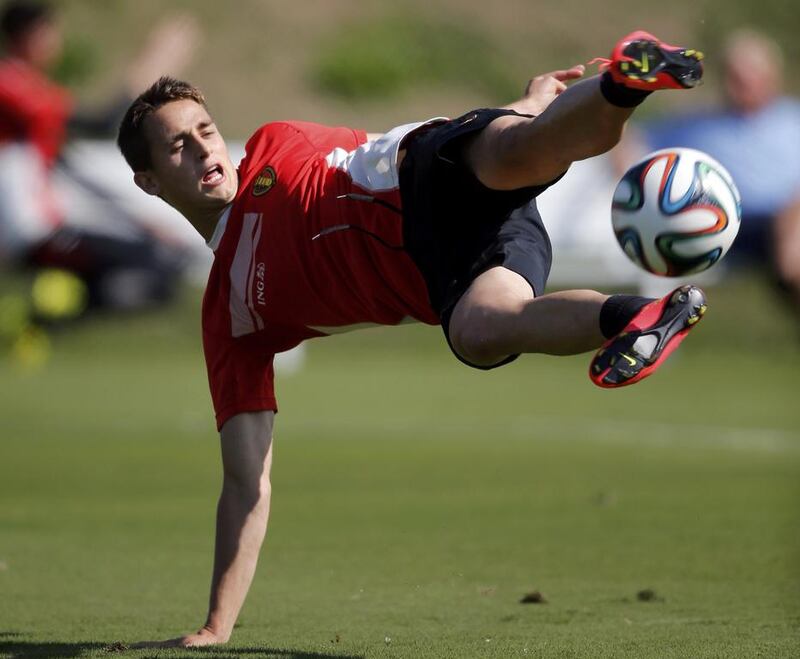 Belgium’s nAdnan Januzaj attends a training session at Mogi das Cruzes on June 27, 2014.  Belgium will play against  USA in Salvador on July 1 in a round of 16 match.  Paulo Whitaker / Reuters 