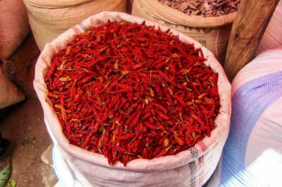 Hot peppers for sale in the markets of Harar, Ethiopia. (Photo by: Matthew Bailey/VWPics/UIG via Getty Images)