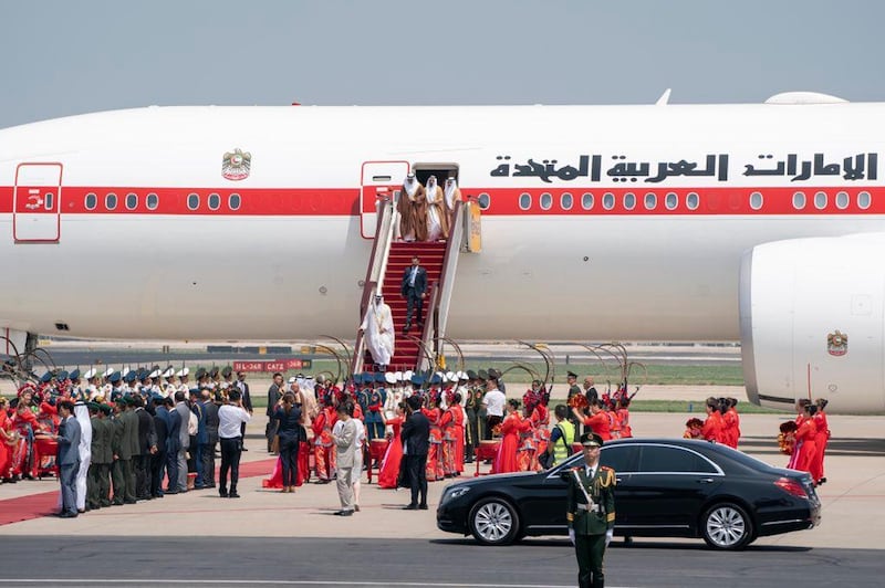 Sheikh Mohamed bin Zayed arrives in Beijing on Sunday. Hamad Al Mansoori for the Ministry of Presidential Affairs