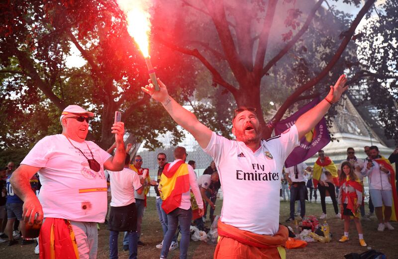 Fans gather in Paris for Liverpool v Real Madrid. Reuters