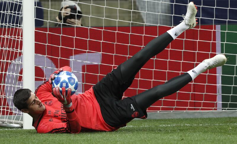 Thibaut Courtois attends a training session. EPA