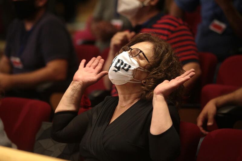 Magda Fyssa reacts at the verdict. EPA