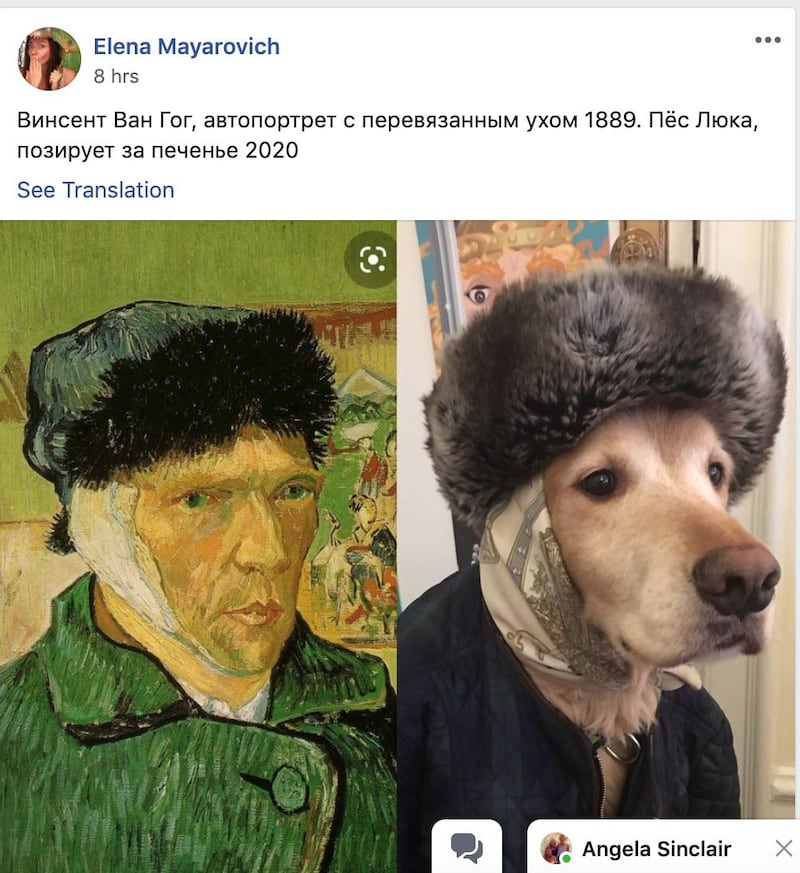 Vincent Van Gogh's self portrait, recreated with a dog. Facebook.