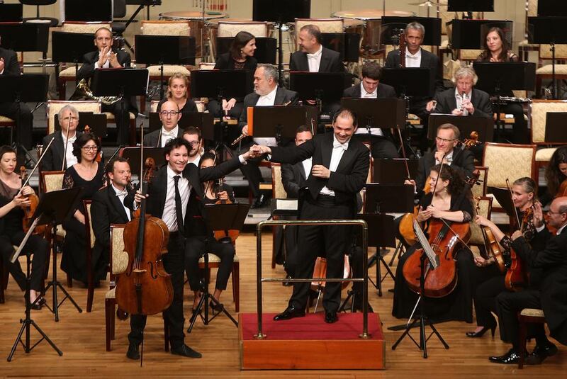 From France with love: the Orchestre National du Capitole de Toulouse, with Tugan Sokhiev and Edgar Moreau, performed to great response at Abu Dhabi Classics on Tuesday night, at the Emirates Palace hotel in Abu Dhabi. Delores Johnson / The National