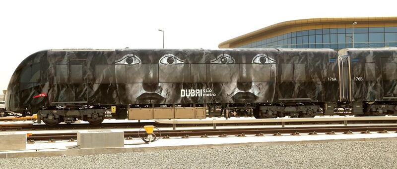Safwan Dahoul, a Syrian artist who lives in Dubai has been working on his Dream series for more than 25 years. It consists of many black-and-white paintings depicting a female form in an ethereal state. A Dubai Metro train is now wrapped in one of these paintings thanks to Dubai Culture. Courtesy RTA and Dubai Culture