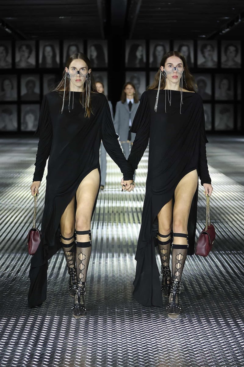 Every look was sent out on identical twin models.