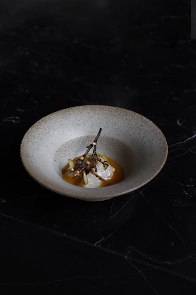 Scallop elderflower and saffron by chef Mikael Svensson. Photo: Flavel Monteiro