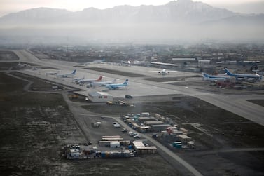 An aerial view of the Hamid Karzai International Airport in Kabul, previously known as Kabul International Airport, in Afghanistan, February 11, 2016. Picture taken February 11, 2016. AfghanistanLM REUTERS/Ahmad Masood