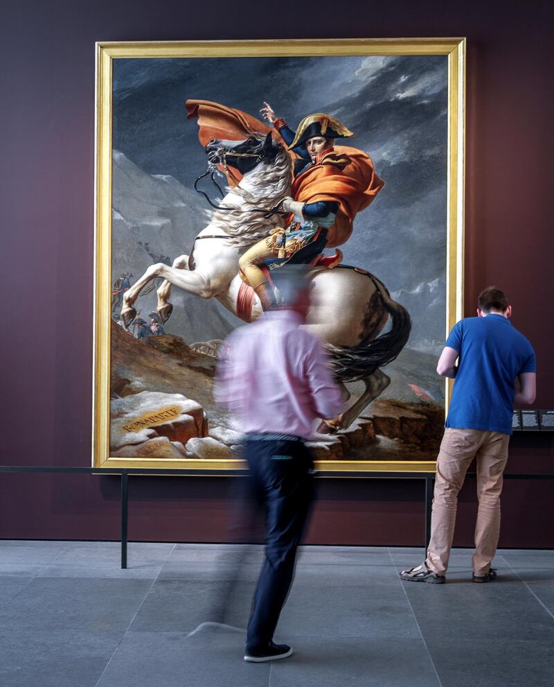 Abu Dhabi, United Arab Emirates, March 12, 2020.  
Stock Images;  The Louvre Abu Dhabi.  Shot November 19, 2019.  Napoleon Crossing the Alps by Jacques-Louis David (1748-1825) France, 1803.
Victor Besa / The National
Section:  NA standalone
Reporter: