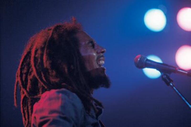 Bob Marley and The Wailers in Brussels, Belgium, on their Exodus Tour in Europe. May 11, 1977.  Courtesy David Burnett