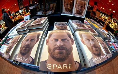 Copies of Spare at a book store in Berlin, Germany which went on sale last week. AP
