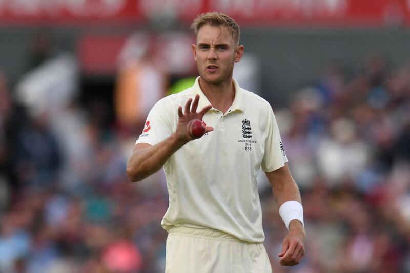 England's Stuart Broad catches a ball during the fourth day of the fourth Ashes cricket Test match between England and Australia at Old Trafford in Manchester, north-west England on September 7, 2019.  - RESTRICTED TO EDITORIAL USE. NO ASSOCIATION WITH DIRECT COMPETITOR OF SPONSOR, PARTNER, OR SUPPLIER OF THE ECB
 / AFP / Oli SCARFF / RESTRICTED TO EDITORIAL USE. NO ASSOCIATION WITH DIRECT COMPETITOR OF SPONSOR, PARTNER, OR SUPPLIER OF THE ECB
