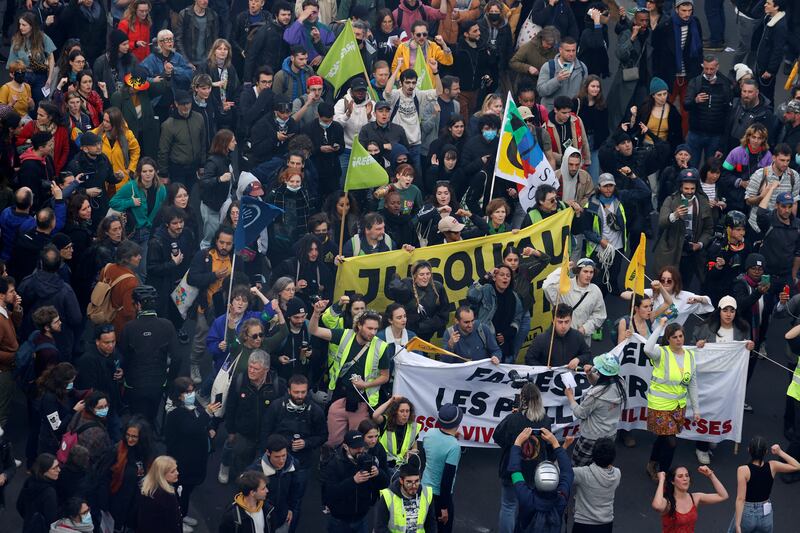 Protesters gather on the Place de la Bastille. Reuters
