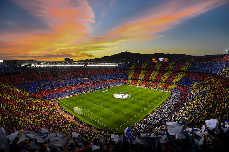 A general view of the tifo display before the UEFA Champions League Semi Final first leg match between Barcelona and Liverpool at the Nou Camp on May 01, 2019 in Barcelona, Spain. Getty Images