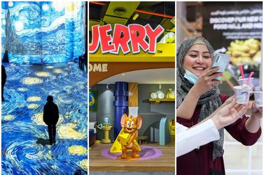 From left to right; Check out Infinity des Lumieres, the Tom & Jerry or try some wacky ice cream flavours this Eid Al Adha holidays. Supplied/ Khushnum Bhandari