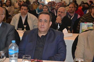 This March 2020 photo provided by Dr. Ossama Arafa shows Dr. Ahmed el-Lawah attending the Port Said Pediatrics Conference in Egypt's Mediterranean city of Port Said. El-Lawah died on Monday, March 30, 2020, after he was infected by the new coronavirus. He was the first doctor to die from COVID-19, the disease caused by the virus in Egypt. (Dr. Ossama Arafa via AP)