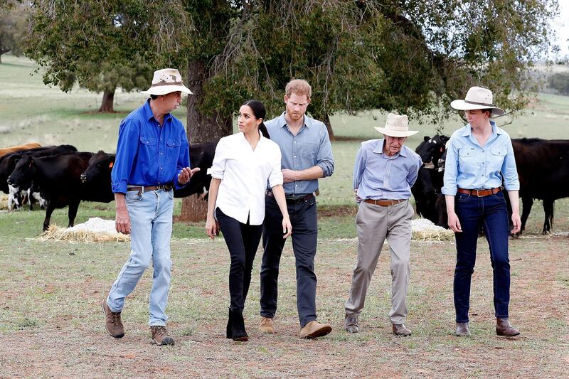 Prince Harry and Meghan visit a local farming family, the Woodleys, on October 17, 2018 in Dubbo, Australia. Reuters