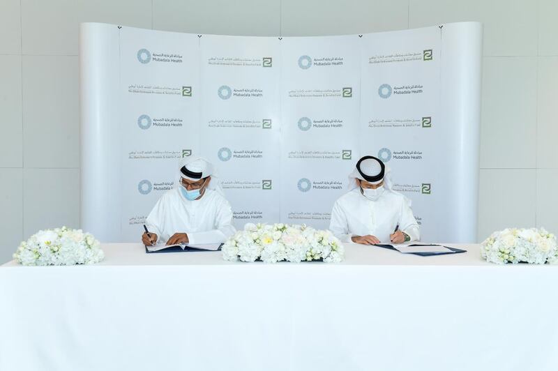 Mubadala Health signed a partnership agreement with Abu Dhabi Pension Fund (ADPF) that will see a group of 67,000 people made up of pensioners and beneficiaries, both civilians and military covered in the fund’s services, benefit from Mubadala Health’s entire network of healthcare providers. Courtesy Mubadala. 