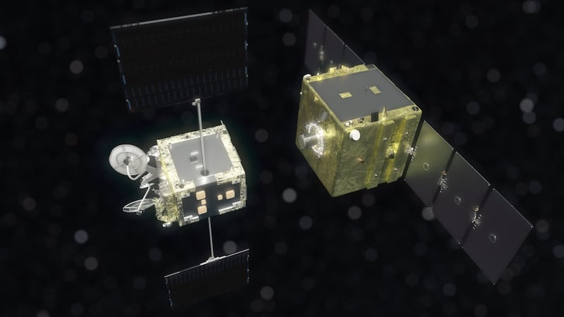 The Astroscale device uses a magnetic docking system, so defunct satellites can be captured and removed from orbit. Photo: Astroscale