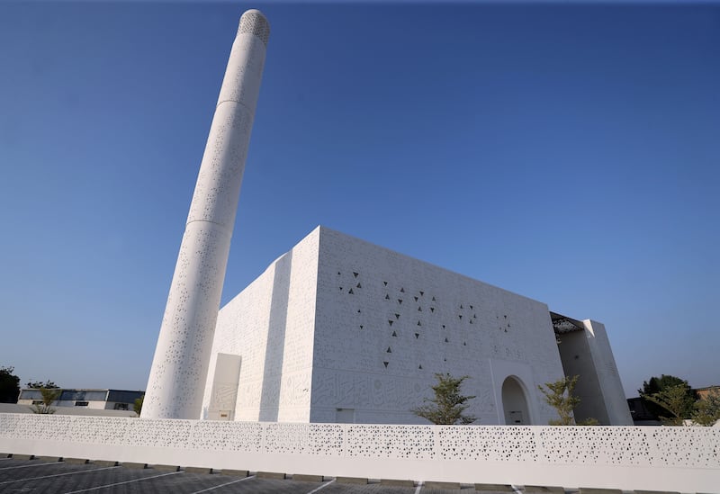 The mosque in Al Quoz, Dubai, is contemporary in style with several unusual design features.