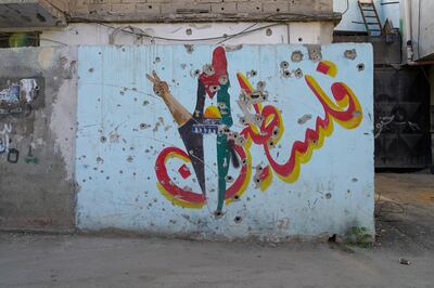 A mural of Palestine in the Jenin refugee camp, in the occupied West Bank. Willy Lowry / The National 