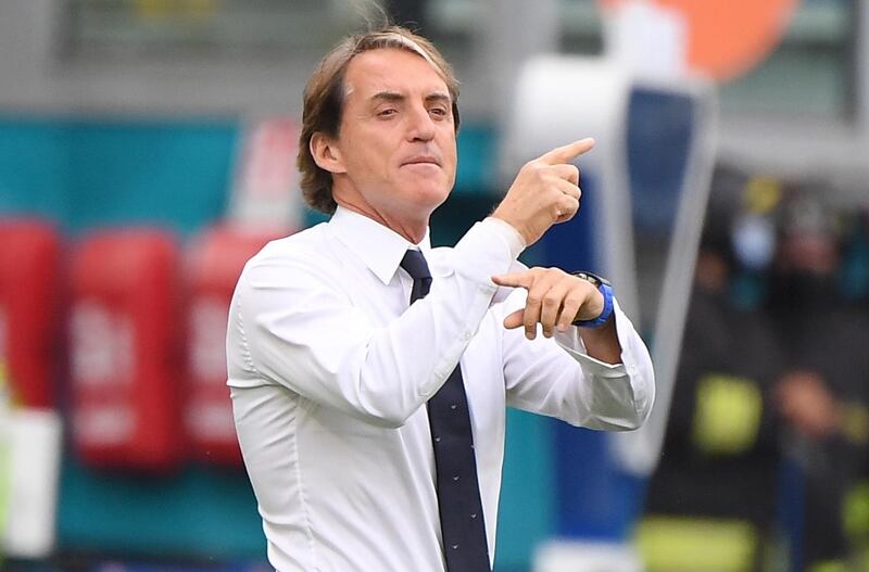 Italy manager Roberto Mancini during the Euro 2020 Group A match between Italy and Wales. EPA