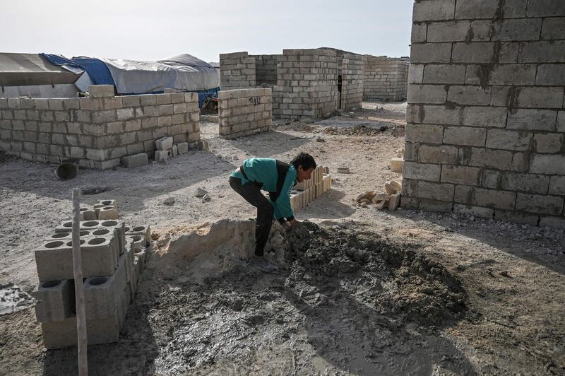 The construction site for new homes for displaced Syrians at Kafr Lusin near the border with Turkey. AFP