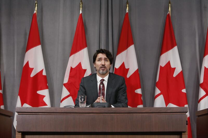 Justin Trudeau, Canada's prime minister, speaks during a news conference on Parliament Hill in Ottawa, Ontario, Canada, on Friday, May 1, 2020. Trudeau said his government will ban more than 1500 types of military grade assault style weapons, effective immediately. Photographer: David Kawai/Bloomberg