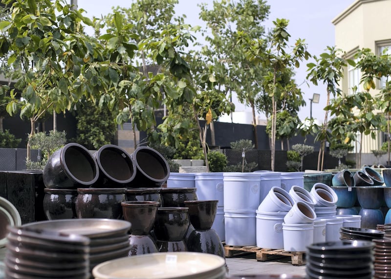 DUBAI, UNITED ARAB EMIRATES - JULY 22 2019.

Plant pots at the newly opened Dubai Garden Center in Jumeira 1, opposite Town Center.

(Photo by Reem Mohammed/The National)

Reporter: Katy Gillett
Section: WK