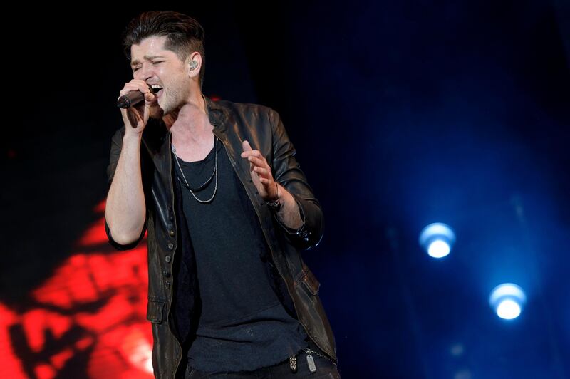 Danny O'Donoghue from Irish band The Script performs at the V Festival in Chelmsford, England, Saturday, Aug. 17, 2013. (Photo by Jonathan Short/Invision/AP) *** Local Caption ***  Britain V Festival 2013 - Chelmsford Day 1.JPEG-041de.jpg