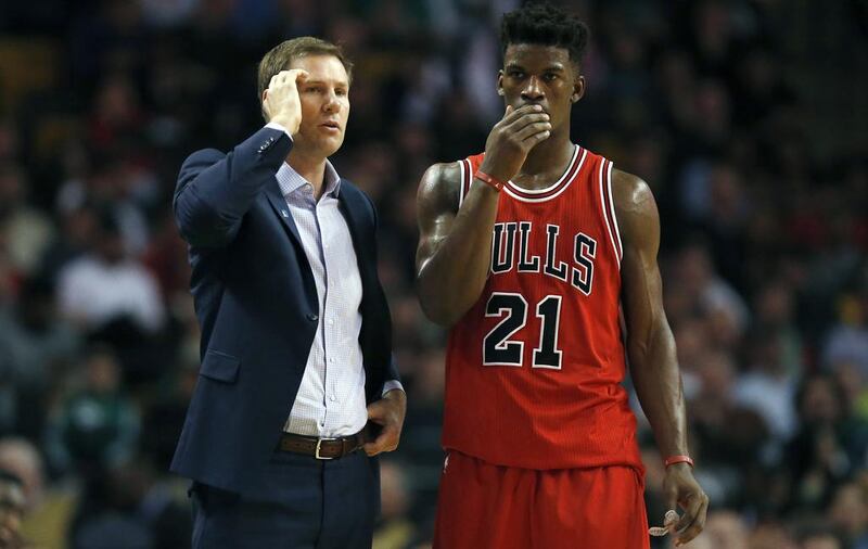 Jimmy Butler, right, has remained productive despite the Chicago Bulls' struggles this season. Michael Dwyer / AP Photo