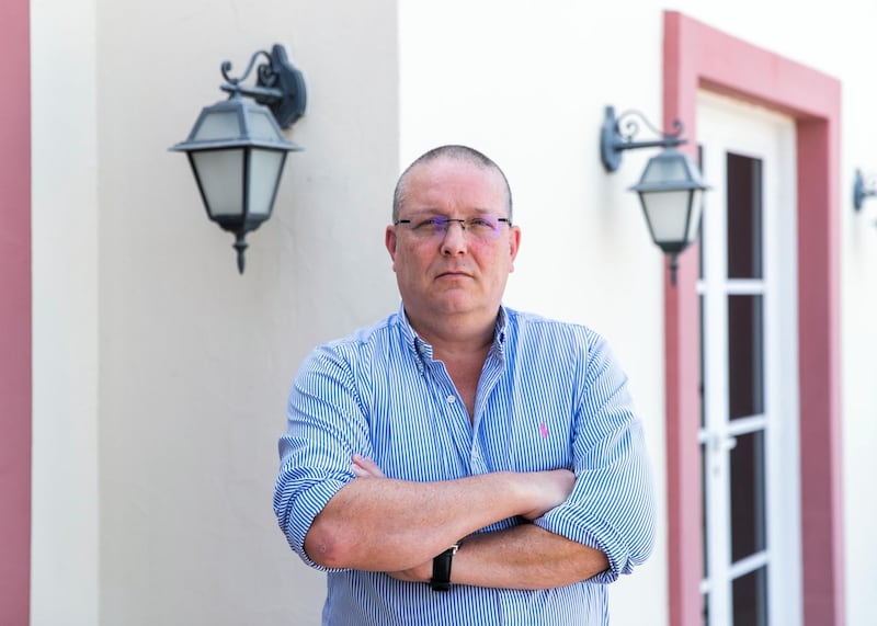 DUBAI, UNITED ARAB EMIRATES. 11 MARCH 2021. 
Villa community resident, Simon Taylor, suffers from cars racing behind his villa, on Sheikh Zayed Bin Hamdan Al Nahyan street.

Photo: Reem Mohammed / The National
Reporter: